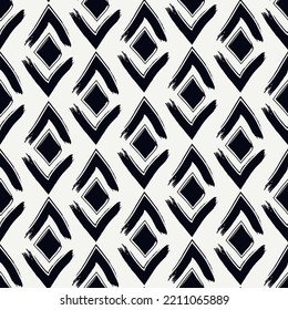 Paint brush rhombuses ornament. Seamless lozenges pattern. Hand drawn diamonds backdrop. Tiles wallpaper. Ethnic motif. Geometric background. Digital paper. Geometrical textile print. Vector artwork.