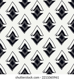 Paint brush rhombuses ornament. Seamless lozenges pattern. Hand drawn diamonds backdrop. Tiles wallpaper. Ethnic motif. Geometric background. Digital paper. Geometrical textile print. Vector artwork