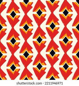 Paint brush rhombuses ornament. Seamless lozenges pattern. Hand drawn diamonds backdrop. Tiles wallpaper. Ethnic motif. Geometric background. Digital image. Geometrical textile print. Tribal vector.