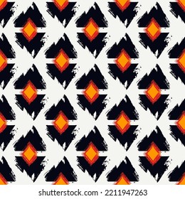 Paint brush rhombuses ornament. Seamless lozenges pattern. Hand drawn diamonds backdrop. Tiles wallpaper. Ethnic motif. Geometric background. Digital paper. Geometrical textile print. Vector image