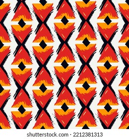Paint brush rhombuses ornament. Seamless lozenges pattern. Hand drawn diamonds backdrop. Tiles wallpaper. Ethnic motif. Geometric background. Digital image. Geometrical textile print. Tribal vector