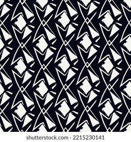 Paint brush rhombuses ornament. Seamless lozenges pattern. Hand drawn diamonds backdrop. Tiles wallpaper. Ethnic motif. Geometric background. Digital image. Geometrical textile print. Tribal vector