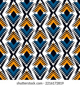 Paint brush rhombuses ornament. Seamless lozenges pattern. Hand drawn diamonds backdrop. Tiles wallpaper. Ethnic motif. Geometric background. Digital image. Geometrical print. Tribal vector art