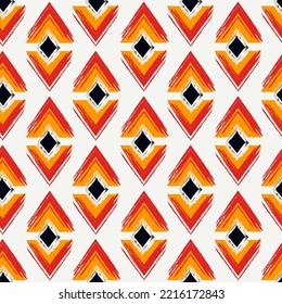 Paint brush rhombuses ornament. Seamless lozenges pattern. Hand drawn diamonds backdrop. Tiles wallpaper. Ethnic motif. Geometric background. Digital image. Geometrical textile print. Tribal vector.