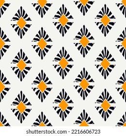 Paint brush rhombuses ornament. Seamless lozenges pattern. Hand drawn diamonds backdrop. Tiles wallpaper. Ethnic motif. Geometric background. Aboriginal image. Geometrical textile print. Tribal vector