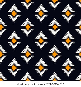 Paint brush rhombuses ornament. Seamless lozenges pattern. Hand drawn diamonds. Tiles wallpaper. Ethnic motif. Geometric background. Aboriginal image. Geometrical textile print. Tribal vector work.