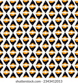 Paint brush rhombuses ornament. Seamless lozenges pattern. Hand drawn diamonds backdrop. Tiles wallpaper. Ethnic motif. Geometric background. Digital image. Geometrical textile print. Tribal vector