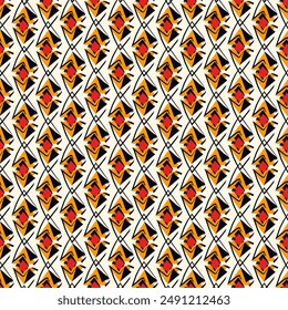 Paint brush rhombuses ornament. Seamless lozenges pattern. Hand drawn diamonds backdrop. Tiles wallpaper. Ethnic motif. Geometric background. Digital image. Geometrical textile print. Tribal vector