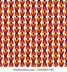 Paint brush rhombuses ornament. Seamless lozenges pattern. Hand drawn diamonds backdrop. Tiles wallpaper. Ethnic motif. Geometric background. Digital image. Geometrical textile print. Tribal vector