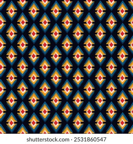 Paint brush rhombuses ornament. Seamless lozenges pattern. Hand drawn diamonds backdrop. Tiles wallpaper. Ethnic motif. Geometric background. Digital image. Geometrical textile print. Tribal vector.