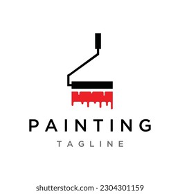 Paint brush and roll logo creative design for home and city service.