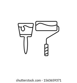 paint brush and roller - minimal line web icon. simple vector illustration. concept for infographic, website or app.