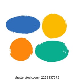 Paint Brush Round and Oval Backgrounds. Abstract Colorful Splats with. Grunge Rough Artistic Backdrops.