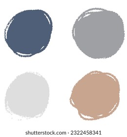 Paint brush round strokes collection isolated on white background