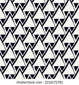 Paint brush scales seamless pattern. Japan traditional ornament. Hand drawn squama. Ethnic embroidery. Repeated scallops. Fish scale. Scallop shapes. Japanese sashiko uroko motif. Vector artwork.