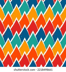 Paint brush scales seamless pattern. Japan traditional ornament. Hand drawn squama wallpaper. Ethnic embroidery. Repeated scallops. Fish scale. Repeat scallop shapes. Japanese sashiko uroko motif.