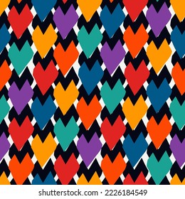 El pincel de pintura escala un patrón sin fisuras. Ornamento tradicional japonés. Escuadrón dibujado a mano. Chevrons étnicos. Vieiras repetidas. Escala de peces. Repetir las formas de la vieira. Motivo japonés sashiko uroko. Arte vectorial