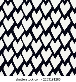Paint brush scales seamless pattern. Japan traditional ornament. Hand drawn squama. Ethnic chevrons embroidery. Repeated scallops. Fish scale. Repeat scallop shapes. Japanese sashiko uroko motif.