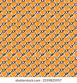 Paint brush scales seamless pattern. Japan traditional ornament. Hand drawn squama. Ethnic chevrons. Repeated scallops. Fish scale. Repeat scallop shapes. Japanese sashiko uroko motif. Vector art