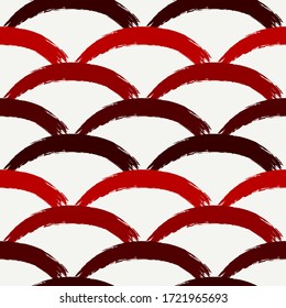 Pintura sin problemas. Fondo de diseño de grunge libre. Escala redonda, motivo de arco adorno oriental. Impresión geométrica a mano. Papel mural abstracto de vectores artístico moderno