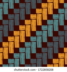 Malerpinselnahtloses Muster. Freehand Grunge Design Hintergrund. Diagonaler Parkettboden Motiv-Ornament. Trendy handgezeichnet geometrische Druck. Moderne, handgezeichnete abstrakte Vektorhintergründe