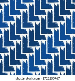 Pintura sin problemas. Fondo de diseño de grunge libre. Motivo de adorno con baldosas de parqué diagonal. Impresión geométrica a mano. Papel mural abstracto de vectores artístico moderno