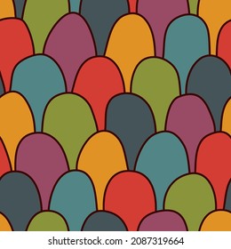 Paint brush seamless pattern. Freehand grunge design background. Round scale, arc motif oriental ornament. Trendy handdrawn geometric print. Modern artistic hand drawn abstract vector wallpaper