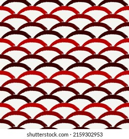 Paint brush seamless pattern. Freehand grunge design background. Round scale, arch motif oriental ornament. Trendy handdrawn geometric print. Modern artistic hand drawn abstract vector wallpaper