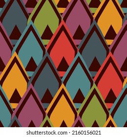 Paint brush seamless pattern. Freehand grunge design background. Scale, triangle motif ornament. Trendy handdrawn geometric print. Modern artistic hand drawn abstract vector wallpaper
