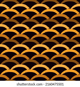 Malerpinselnahtloses Muster. Freehand Grunge Design Hintergrund. Runder Maßstab, orientalisches Bogenmotiv. Trendy handgezeichnet geometrische Druck. Moderne, handgezeichnete abstrakte Vektorhintergründe