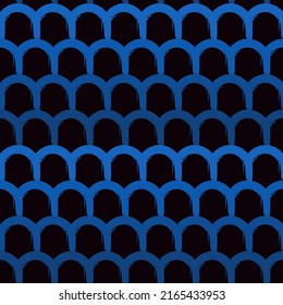 Paint brush seamless pattern. Freehand grunge design background. Round scale, arch motif oriental ornament. Trendy handdrawn geometric print. Modern artistic hand drawn abstract vector wallpaper