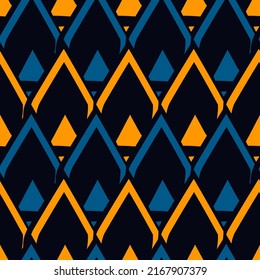 Dibujar un patrón sin fisuras. Fondo de diseño de grunge libre. Escala, adorno con motivo triangular. Impresión geométrica a mano de moda. Papel mural vectorial abstracto de dibujo artístico moderno