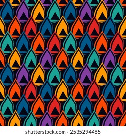 Paint brush seamless pattern. Freehand grunge design background. Scale, triangle motif ornament. Trendy handdrawn geometric print. Modern artistic hand drawn abstract vector wallpaper