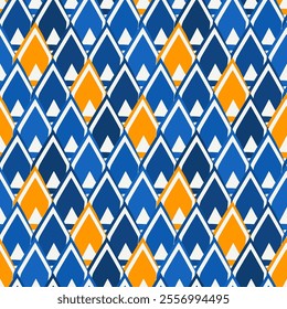 Paint brush seamless pattern. Freehand grunge design background. Scale, triangle motif ornament. Trendy handdrawn geometric print. Modern artistic hand drawn abstract vector wallpaper