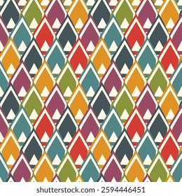 Paint brush seamless pattern. Freehand grunge design background. Scale, triangle motif ornament. Trendy handdrawn geometric print. Modern artistic hand drawn abstract vector wallpaper