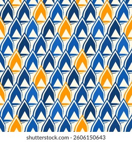 Paint brush seamless pattern. Freehand grunge design background. Scale, triangle motif ornament. Trendy handdrawn geometric print. Modern artistic hand drawn abstract vector wallpaper