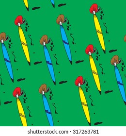 paint brush seamless pattern on green