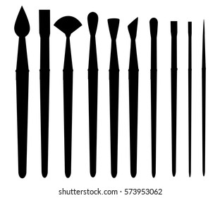 Paint brush set on a white background. Vector collection for artist