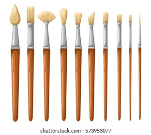 Paint brush set on a white background. Vector collection for artist