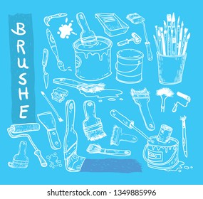Paint brush set, vector illustration