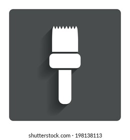 Paint brush sign icon. Artist symbol. Gray flat button with shadow. Modern UI website navigation. Vector