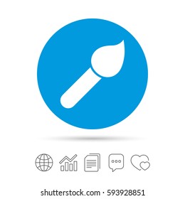 Paint brush sign icon. Artist symbol. Copy files, chat speech bubble and chart web icons. Vector