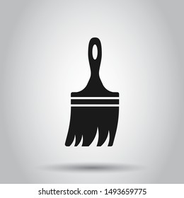 Paint brush sign icon in flat style. Paintbrush vector illustration on isolated background. Craft equipment business concept.