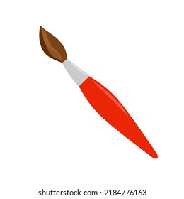 Pincel de pincel ilustración vectorial simple de estilo plano, objeto estacionario escolar, herramienta de pintura para afición, artesanía, dibujo