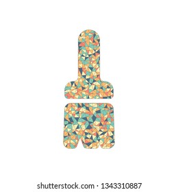 Paint brush, simple icon. Colored mosaic with polygons
