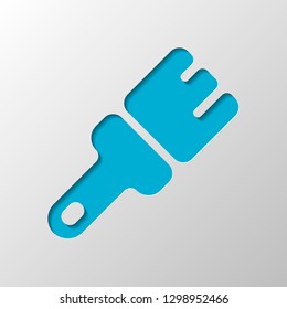 Paint brush, simple icon. Paper design. Cutted symbol with shadow