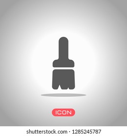 Paint brush, simple icon. Icon under spotlight. Gray background