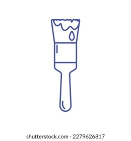 Paint brush simple linear icon. Wide brush with drops of paint. Tool for construction, repair. Outline. Logo, symbol, sign for mobile concept and web design. Vector illustration, white background