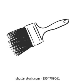 paint brush sketch, contour vector illustration 
