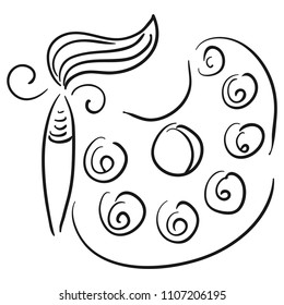 Paint and brush. Sketch. Vector illustration